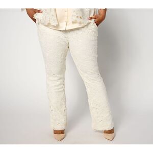 Ryan Simkhai Eyeshop Women's Plus Sz Pants 22 Always Isaac Lace White